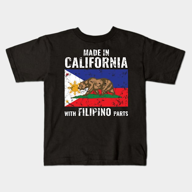 Made in California with Filipino Parts Kids T-Shirt by c1337s